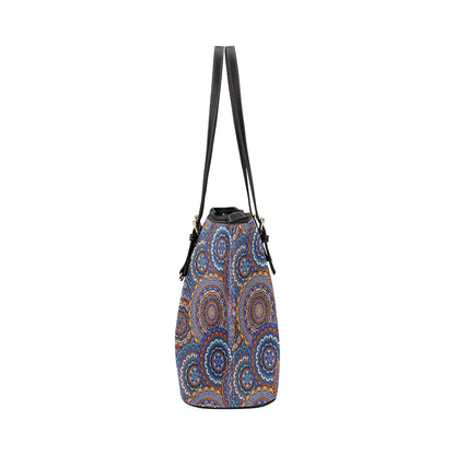 Mandala Boho Chic Design Print Leather Tote Bag
