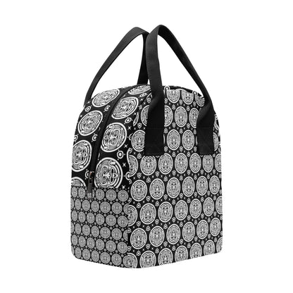 Calendar Aztec White Black Print Pattern Insulated Lunch Bag