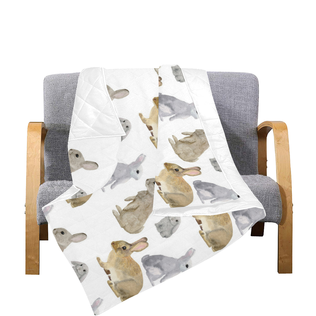 Rabbit Pattern Print Design 02 Premium Quilt