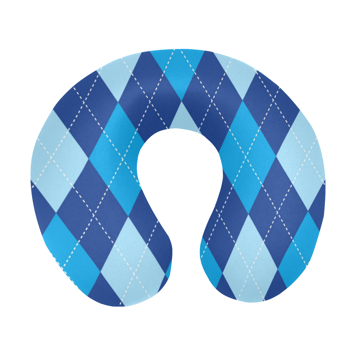 Argyle Blue Pattern Print Design 02 U-Shaped Travel Neck Pillow