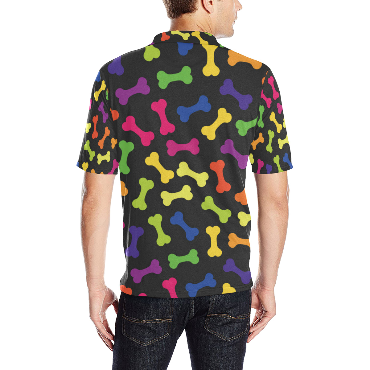 Dog Bone Neon Color Pattern Print Design 02 Men Polo Shirt
