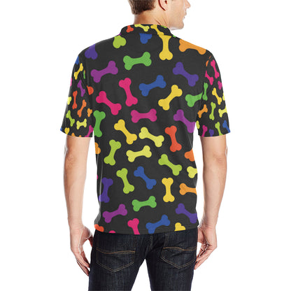Dog Bone Neon Color Pattern Print Design 02 Men Polo Shirt