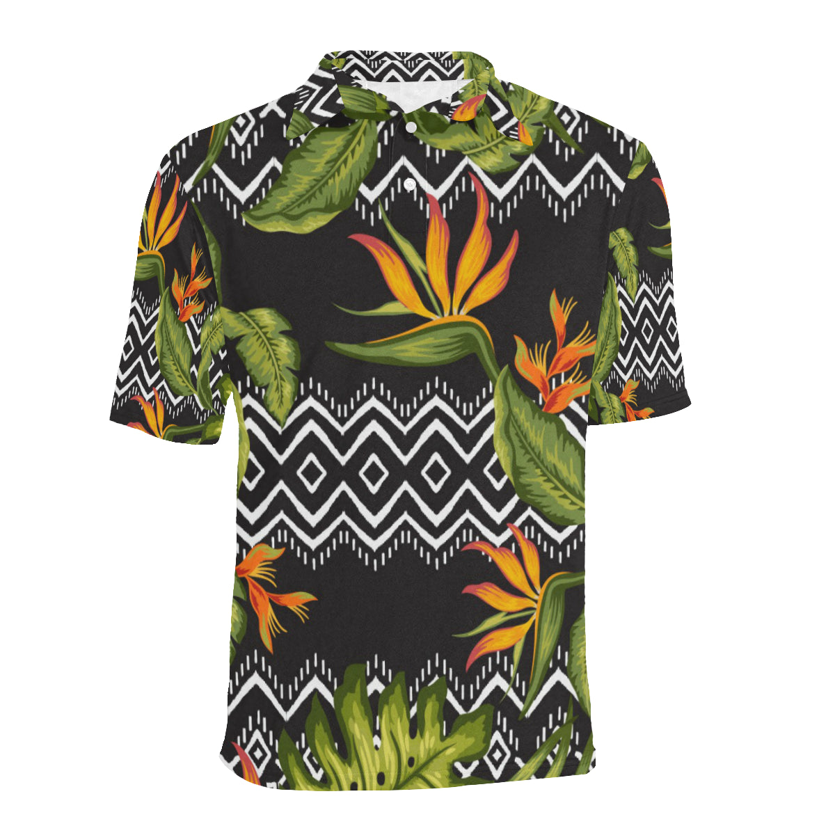 Bird Of Paradise Pattern Print Design BOP07 Men Polo Shirt