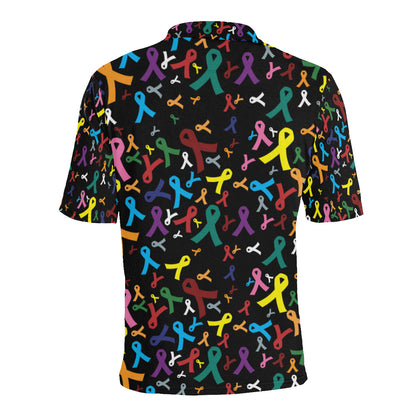 Cancer Awareness Pattern Print Design 03 Men Polo Shirt