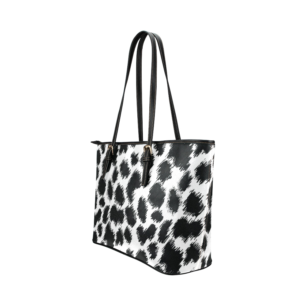 Cheetah Black Print Pattern Leather Tote Bag