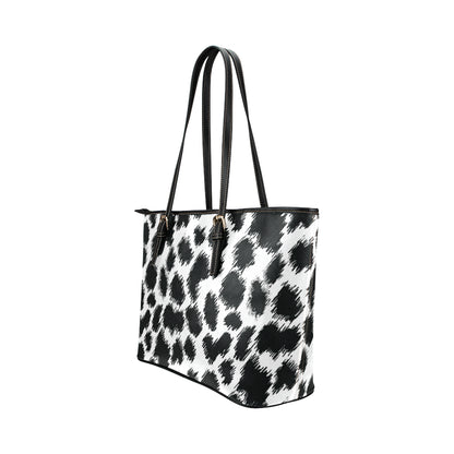 Cheetah Black Print Pattern Leather Tote Bag