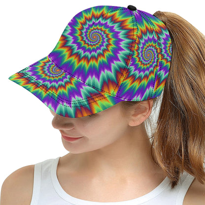 Optical illusion Pulsing fiery spirals Snapback Cap