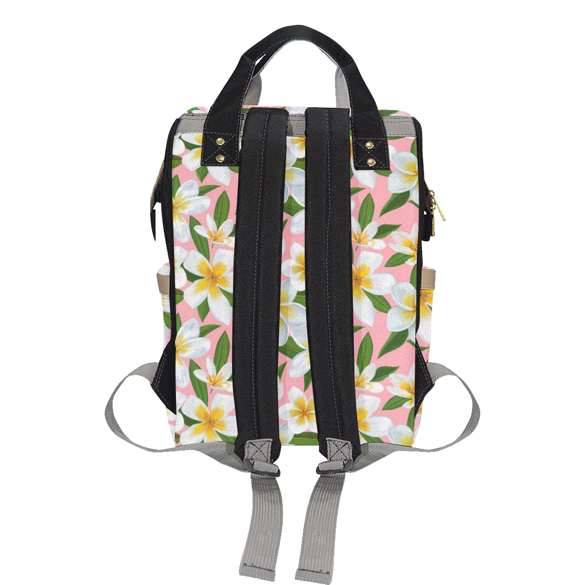 White Plumeria Pattern Print Design PM011 Diaper Bag Backpack