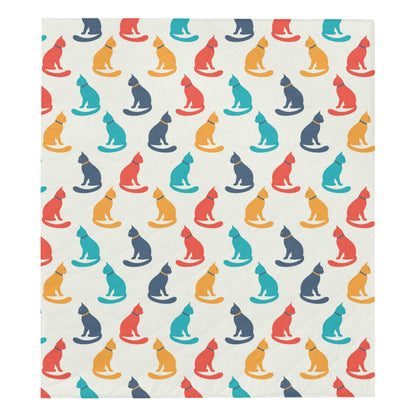 Cat Pattern Print Design 03 Premium Quilt
