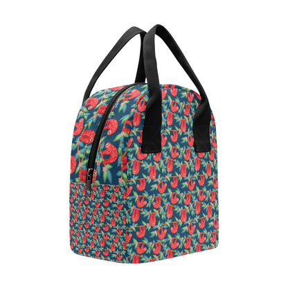 Sloth Red Design Themed Print Insulated Lunch Bag