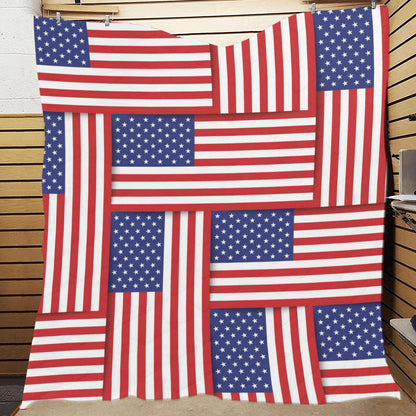 Patriotic US Flag Pattern Print Design A01 Premium Quilt