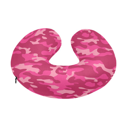 Camo Pink Pattern Print Design 01 U-Shaped Travel Neck Pillow