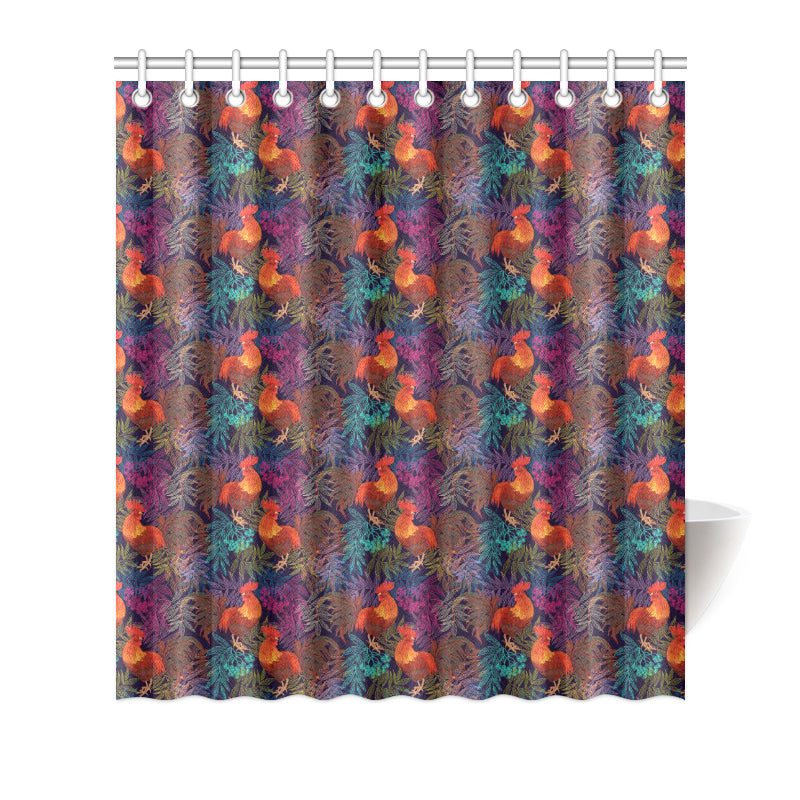 Rooster Print Style Shower Curtain
