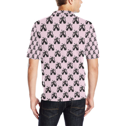 Black Cat Pattern Print Design 01 Men Polo Shirt