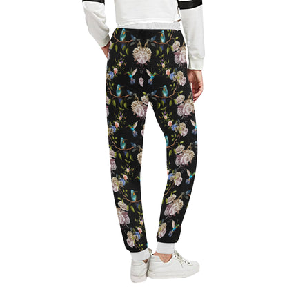 Hummingbird Flower Themed Print Unisex Sweatpants
