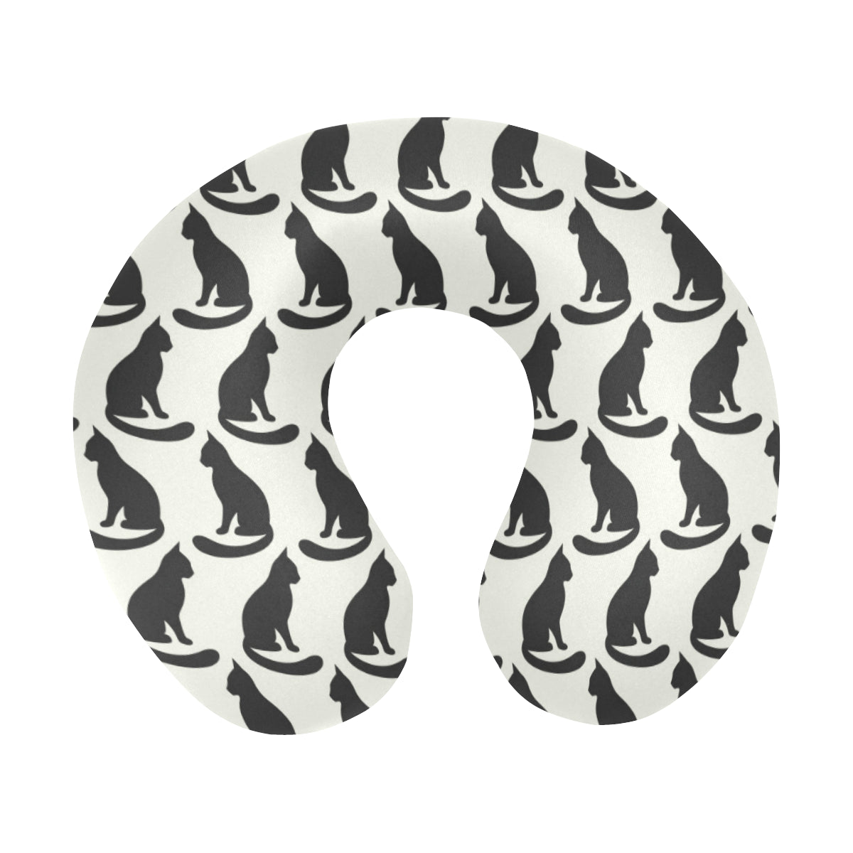 Black Cat Pattern Print Design 02 U-Shaped Travel Neck Pillow