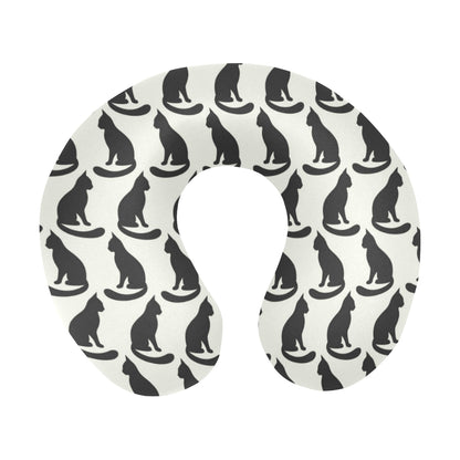 Black Cat Pattern Print Design 02 U-Shaped Travel Neck Pillow