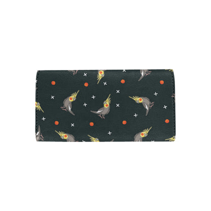 Cockatiel Pattern Print Design 02 Women's Trifold Wallet