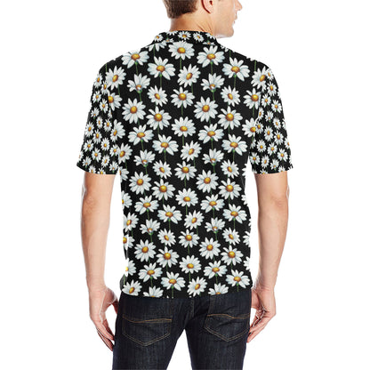 Daisy Print Pattern Men Polo Shirt
