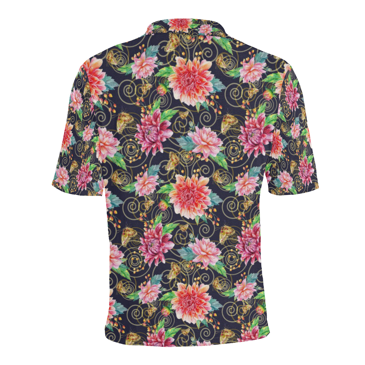 Dahlia Pattern Print Design DH02 Men Polo Shirt