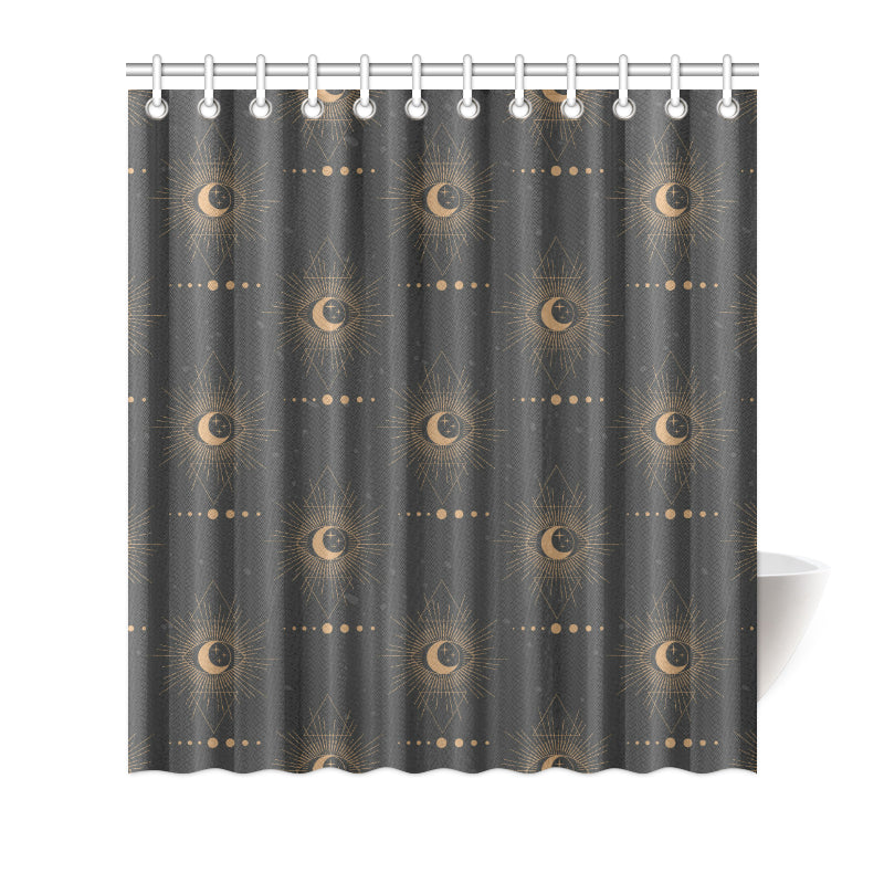 Moon Boho Pattern Print Design 02 Shower Curtain