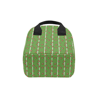 American Football on Field Themed Print Insulated Lunch Bag