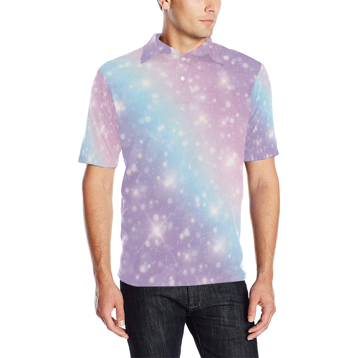Cosmic Pastel Pattern Print Design 02 Men Polo Shirt