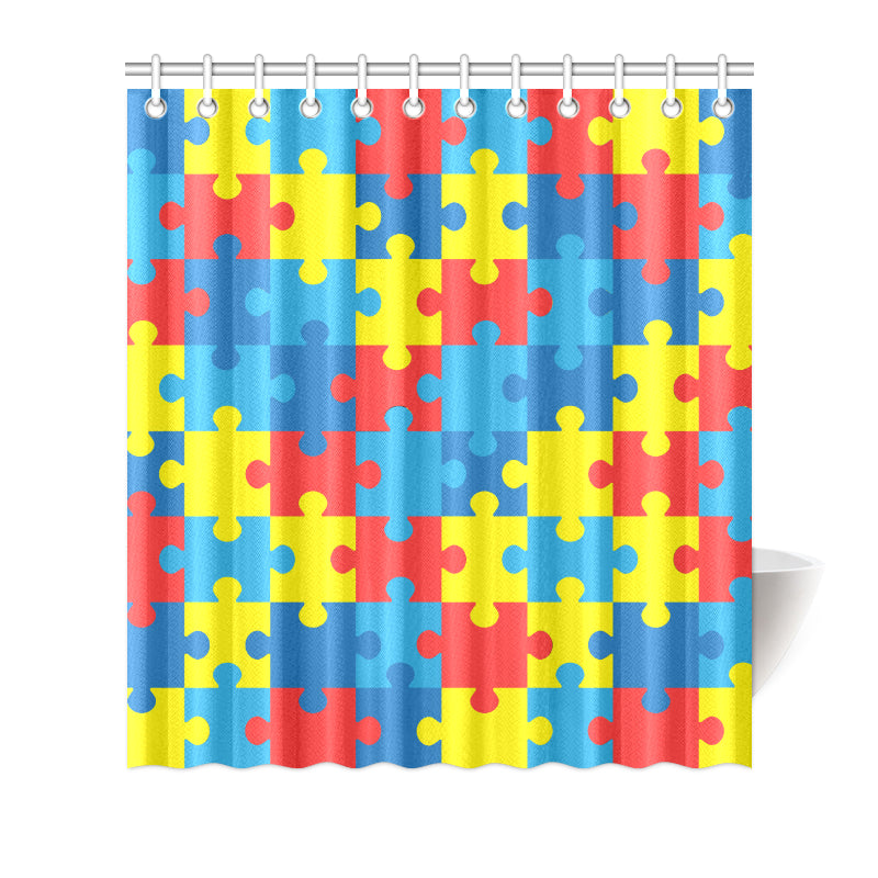 Autism Awareness Puzzles Design Print Shower Curtain