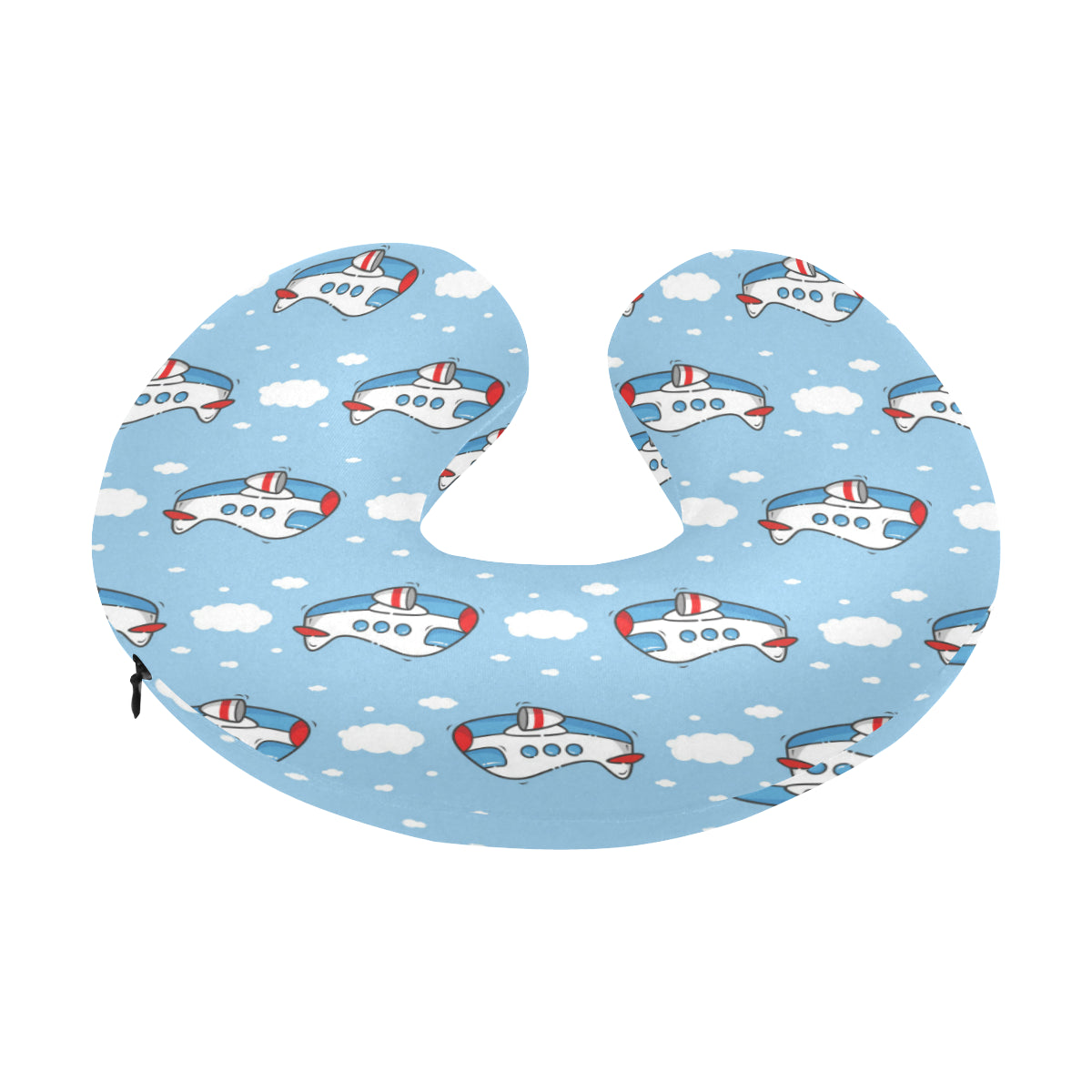 Airplane Cartoon Pattern Print Design 07 U-Shaped Travel Neck Pillow