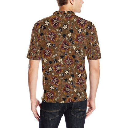 Hawaiian Themed Pattern Print Design H01 Men Polo Shirt