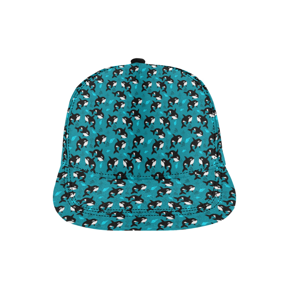 Whale Sea Design Themed Print Snapback Cap