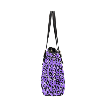 Leopard Purple Skin Print Leather Tote Bag