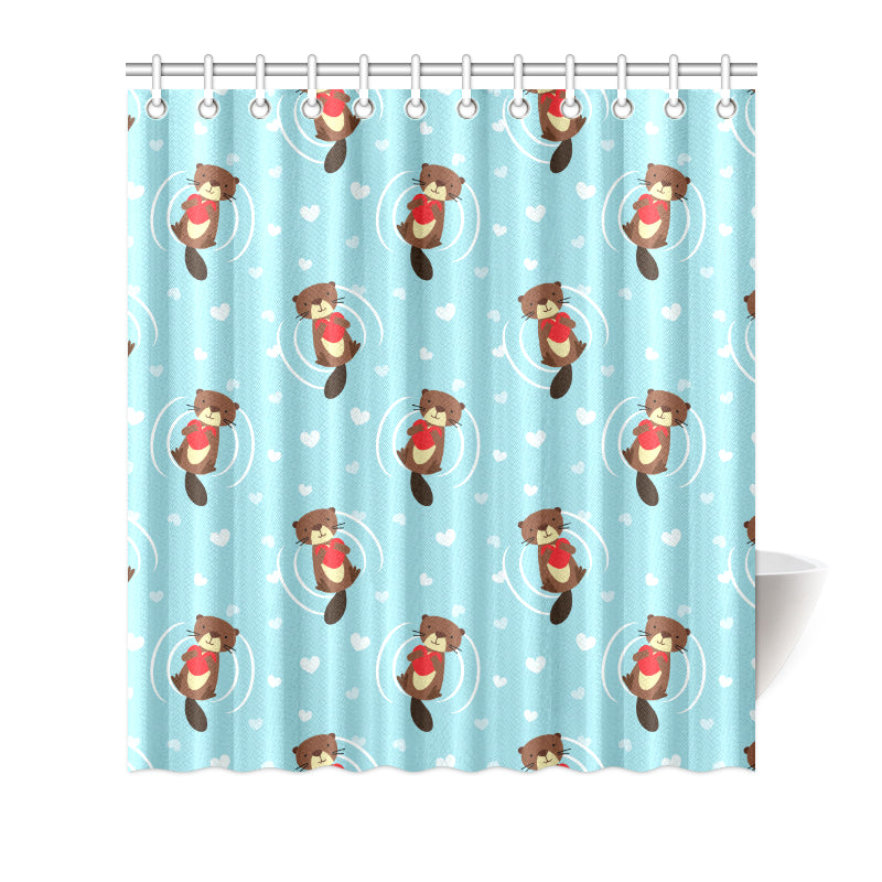 Sea Otter Cute Pattern Print Design 04 Shower Curtain