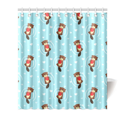 Sea Otter Cute Pattern Print Design 04 Shower Curtain