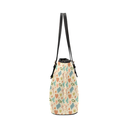 Christian Symbol Pattern Leather Tote Bag