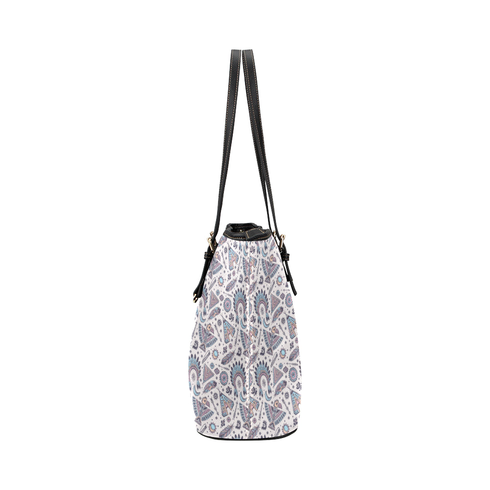 Eagles Native American Indian Symbol Leather Tote Bag