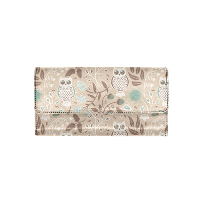Owl Pattern Print Design A02 Women's Trifold Wallet