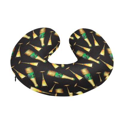Champagne Pattern Print Design 02 U-Shaped Travel Neck Pillow