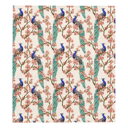 Cherry Blossom Peacock Premium Quilt