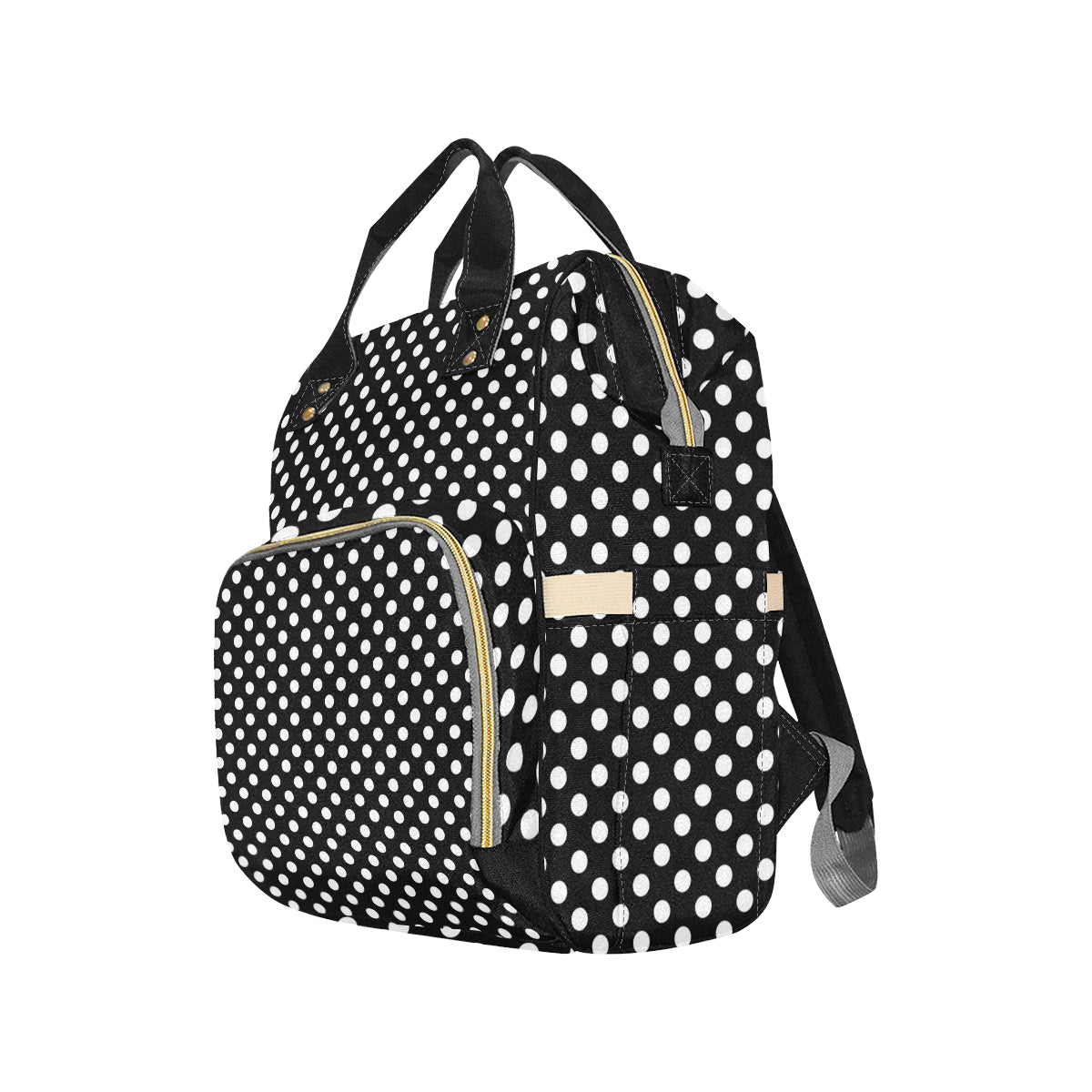 Polka Dot Black White Pattern Print Design 03 Diaper Bag Backpack