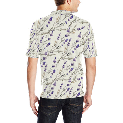 Lavender Pattern Print Design 01 Men Polo Shirt