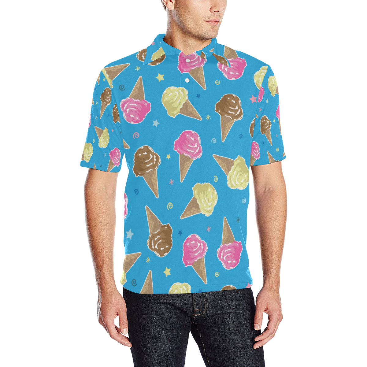 Ice Cream Pattern Print Design 01 Men Polo Shirt