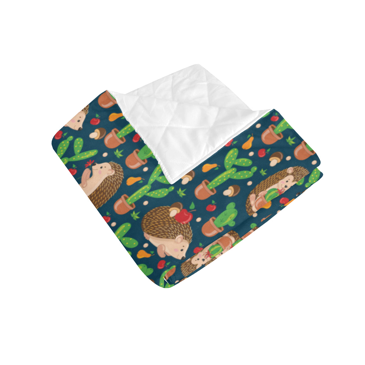 Hedgehog Cactus Pattern Print Design 04 Premium Quilt