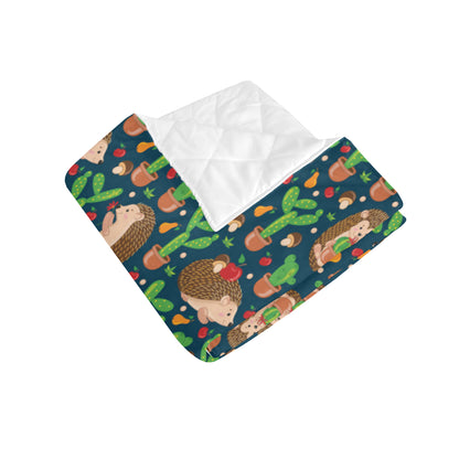 Hedgehog Cactus Pattern Print Design 04 Premium Quilt