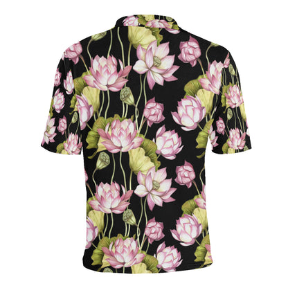 Water Lily Pattern Print Design WL06 Men Polo Shirt