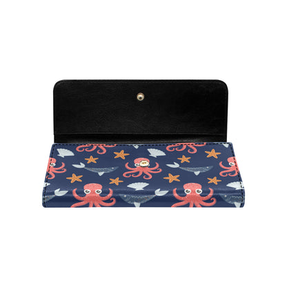 Octopus Pattern Print Design A04 Women's Trifold Wallet