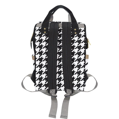 Houndstooth Black White  Pattern Print Design 05 Diaper Bag Backpack