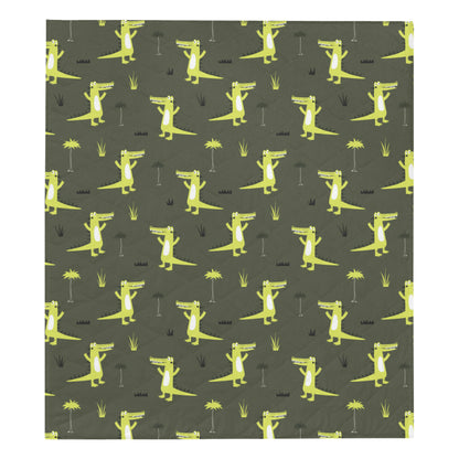 Alligator Pattern Print Design 05 Premium Quilt