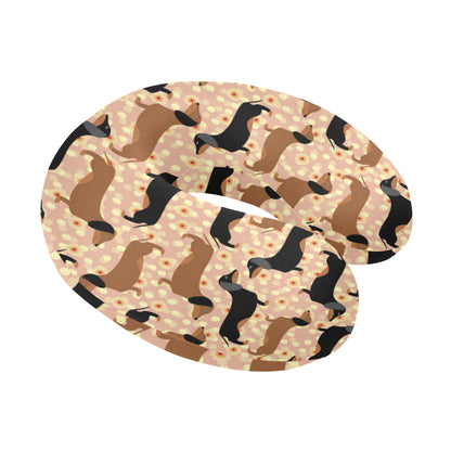 Dachshund Pattern Print Design 011 U-Shaped Travel Neck Pillow