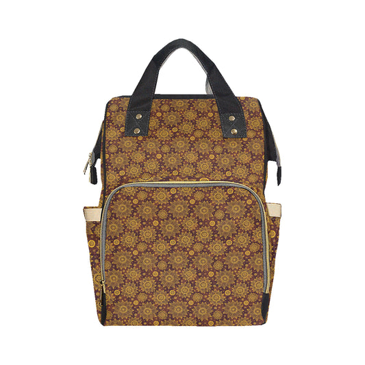 Gold Sunflower Hand Drawn Print Diaper Bag Backpack